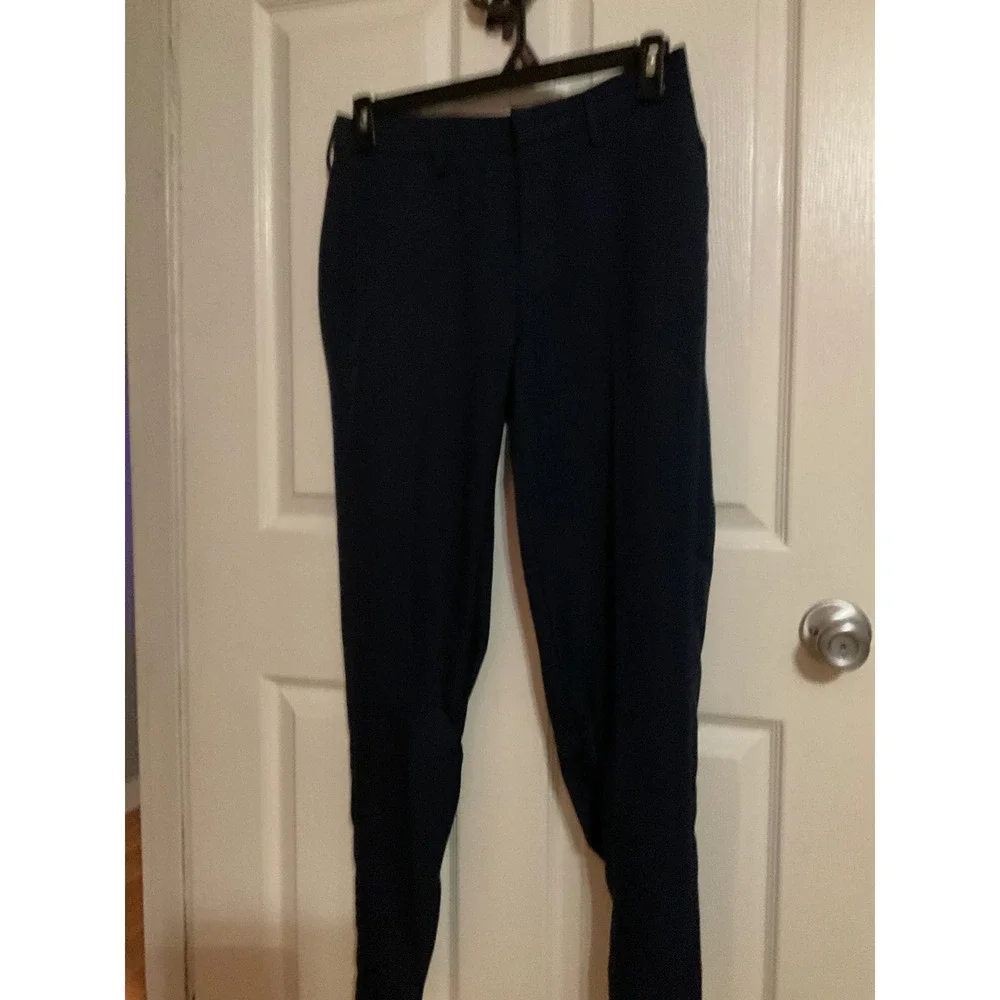 Haggar Mens Slim Straight All Day Comfort Navy Blue Dress Pants 30x30